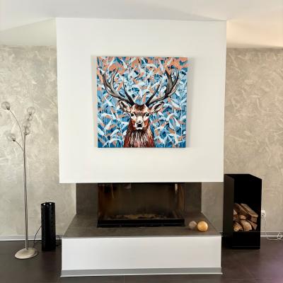 Cerf bleu et cuivre;
